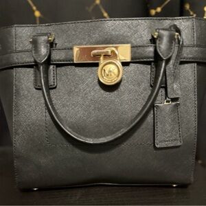 Michael Kors Hamilton Black Leather Tote Bag